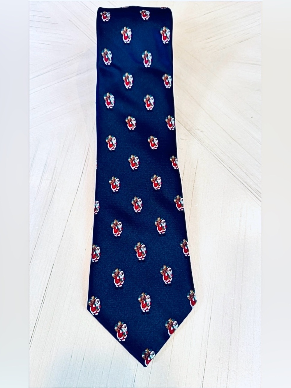 Vintage Hallmark Black Santa Christmas Tie NWT Holiday Traditions 57”